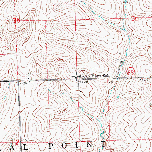 Topographic Map of Broad View School, WI
