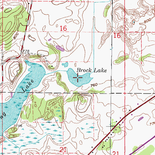 Topographic Map of Brock Lake, WI