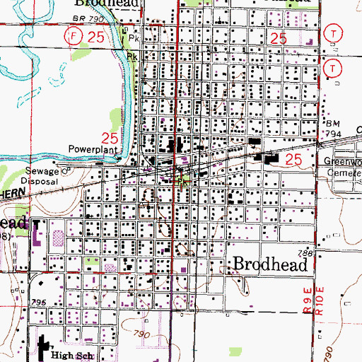 Topographic Map of Brodhead, WI