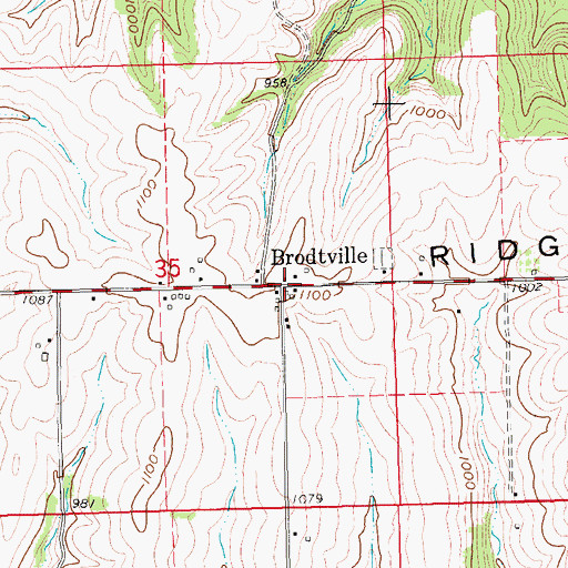 Topographic Map of Brodtville, WI