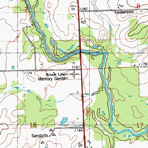 Topographic Map of Brook Lawn Memory Garden Cemetery, WI