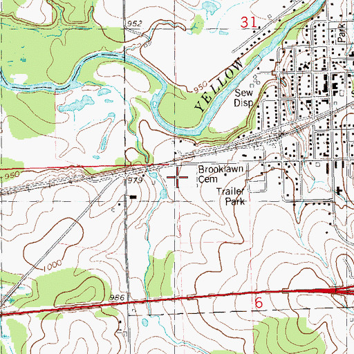 Topographic Map of Brooklawn Cemetery, WI