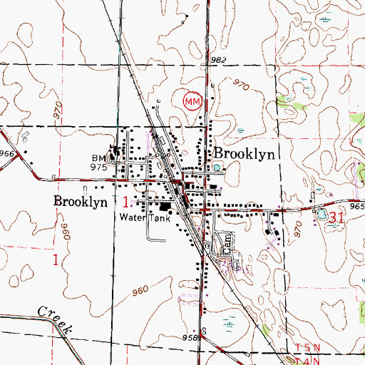 Topographic Map of Brooklyn, WI