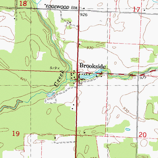 Topographic Map of Brookside, WI