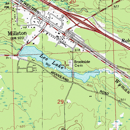 Topographic Map of Brookside Cemetery, WI
