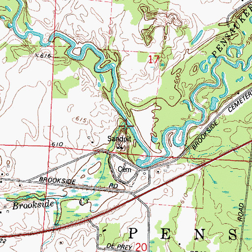 Topographic Map of Brookside Creek, WI