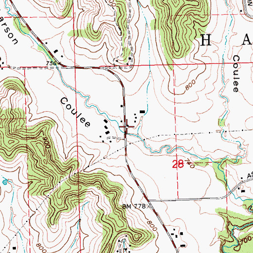 Topographic Map of Brookside School, WI
