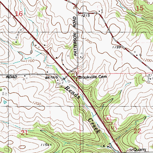 Topographic Map of Brookville Cemetery, WI
