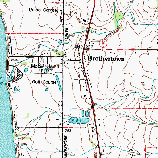 Topographic Map of Brothertown, WI