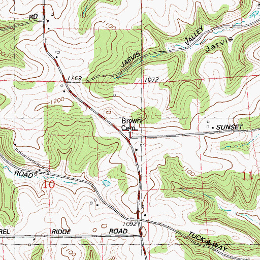 Topographic Map of Brown Cemetery, WI