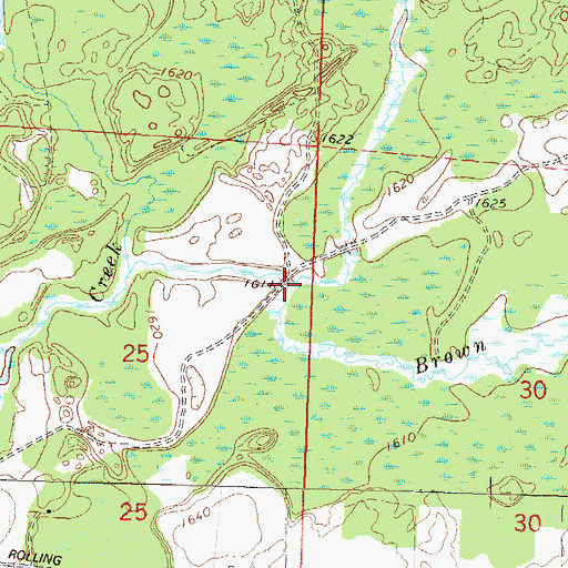 Topographic Map of Brown Creek, WI