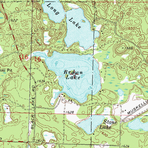 Topographic Map of Brown Lake, WI