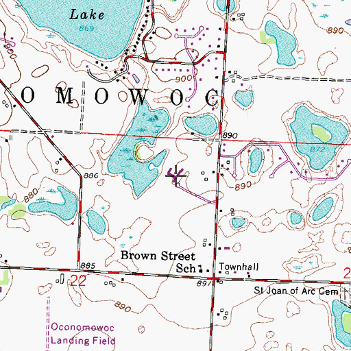 Topographic Map of Meadow View Elementary School, WI