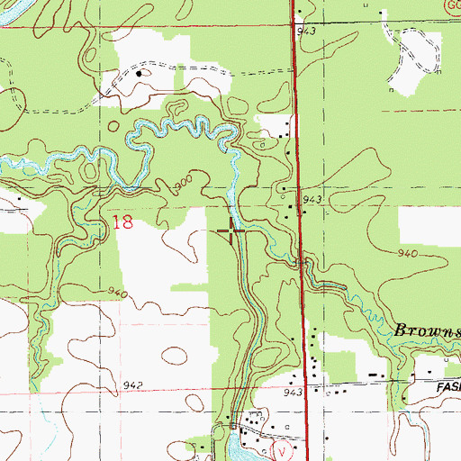 Topographic Map of Browns Creek, WI