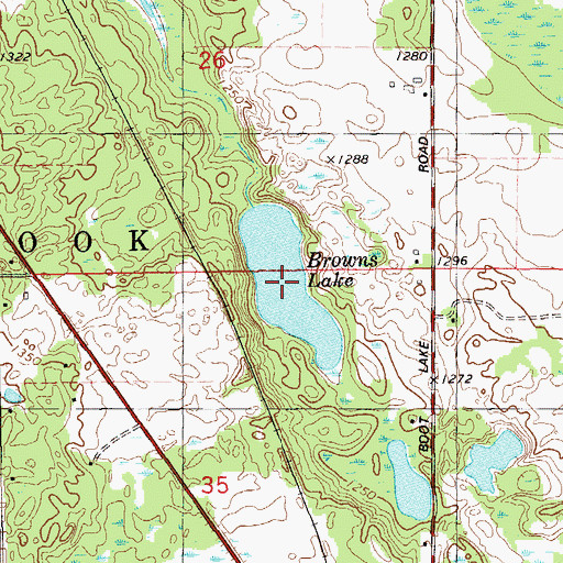 Topographic Map of Browns Lake, WI