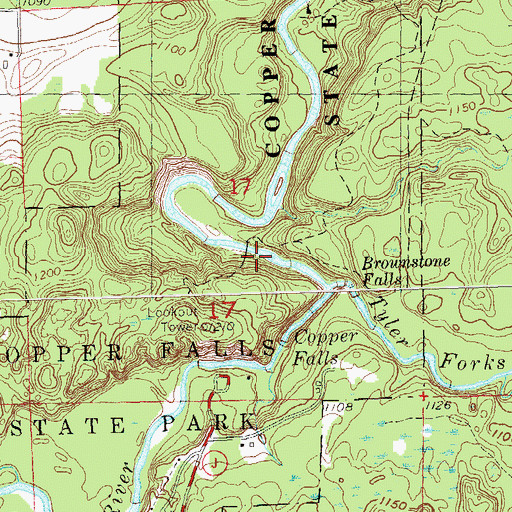 Topographic Map of Brownstone Falls, WI