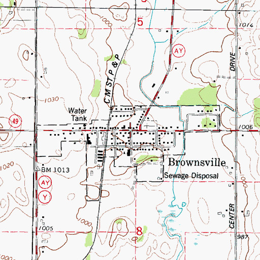 Topographic Map of Brownsville, WI