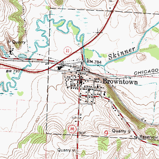 Topographic Map of Browntown, WI