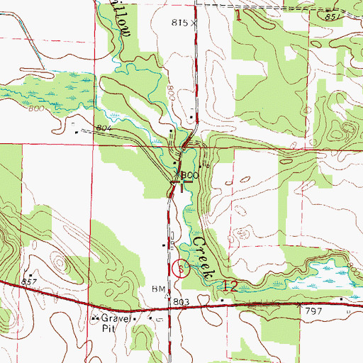 Topographic Map of Bruce Creek, WI