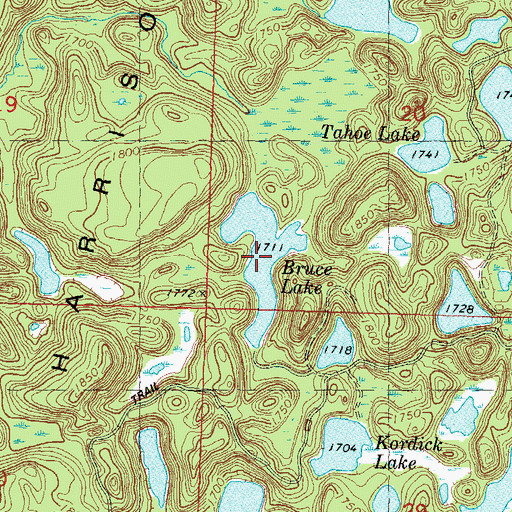 Topographic Map of Bruce Lake, WI