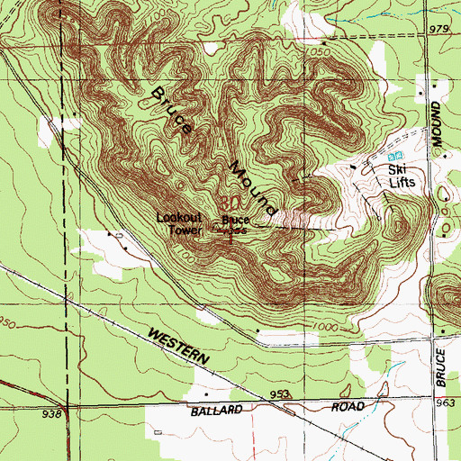 Topographic Map of Bruce Mound, WI
