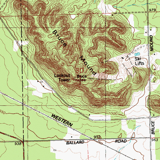 Topographic Map of Bruce Mound, WI