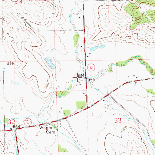 Topographic Map of Bruce Valley Creek, WI