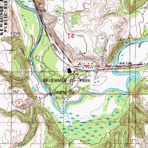 Topographic Map of Bruemmer County Park, WI