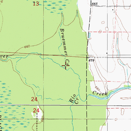 Topographic Map of Bruemmer Creek, WI