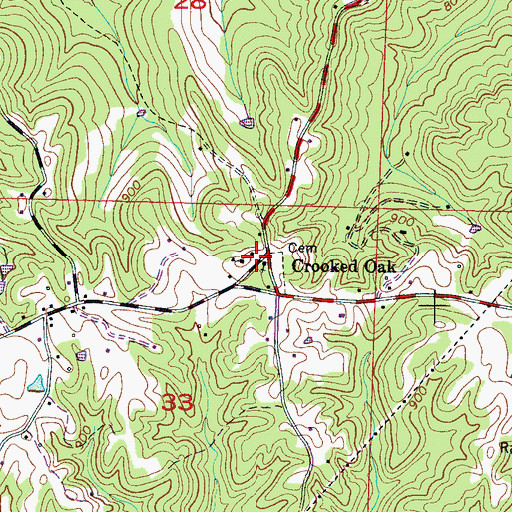 Topographic Map of Crooked Oak, AL