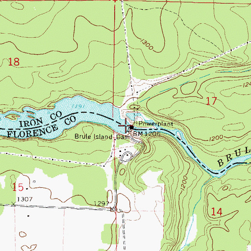 Topographic Map of Brule Island Dam, WI