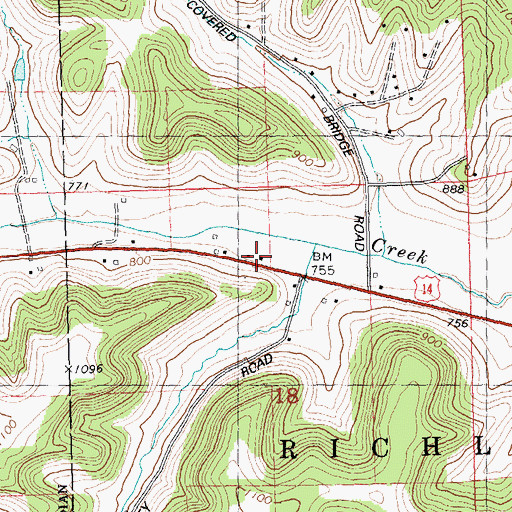 Topographic Map of Brush Creek School (historical), WI