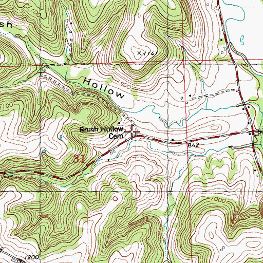 Topographic Map of Brush Hollow Cemetery, WI