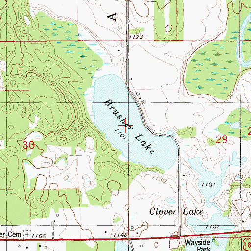 Topographic Map of Brusher Lake, WI