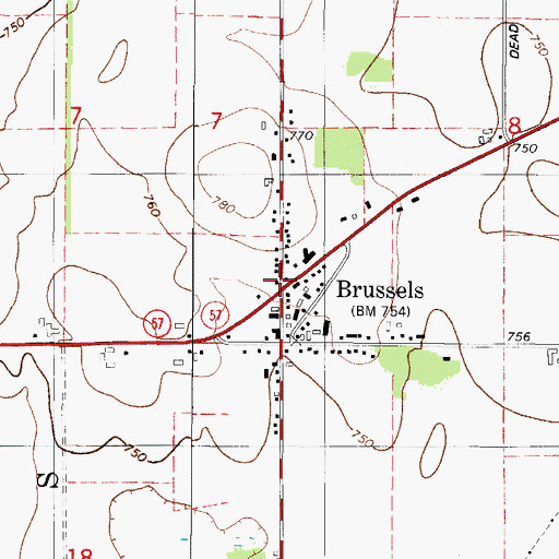 Topographic Map of Brussels, WI