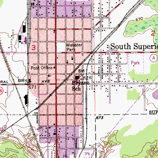 Topographic Map of Bryant Elementary School, WI