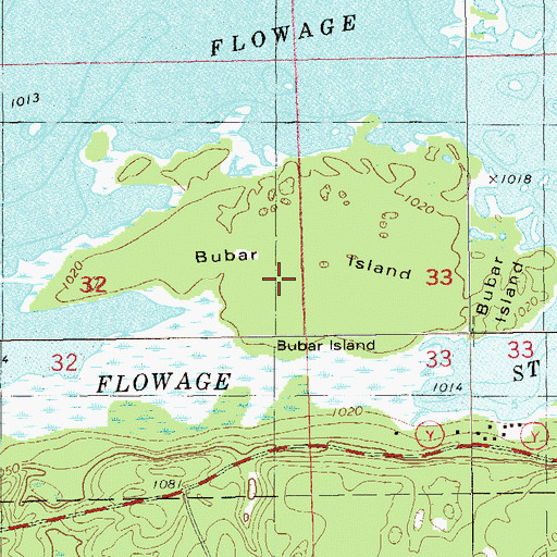 Topographic Map of Bubar Island, WI