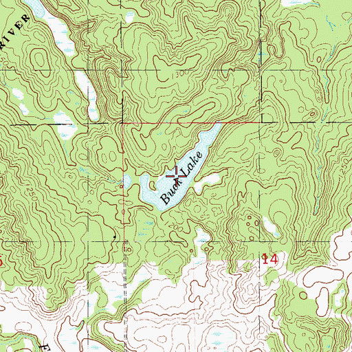 Topographic Map of Buck Lake, WI