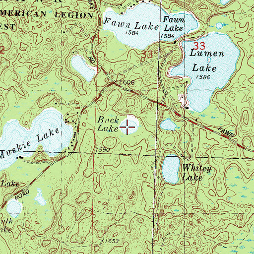 Topographic Map of Buck Lake, WI