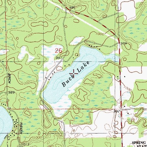 Topographic Map of Buck Lake, WI