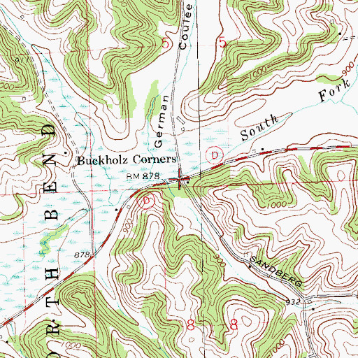 Topographic Map of Buckholz Corners, WI