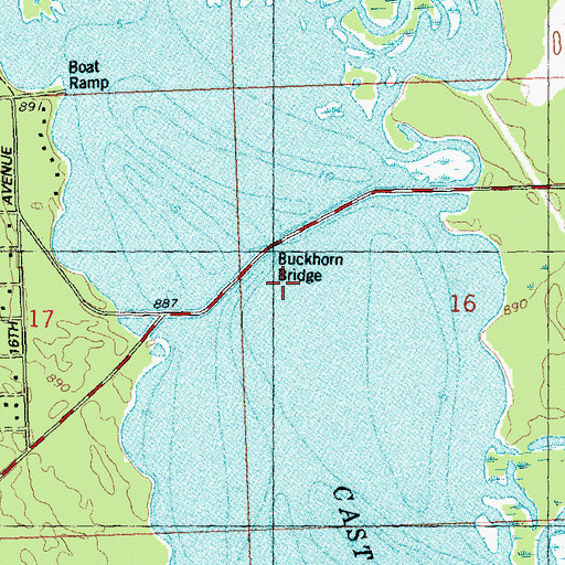 Topographic Map of Buckhorn Bridge, WI