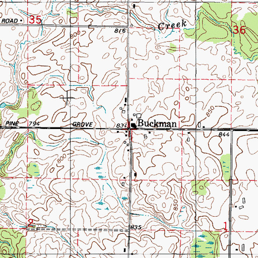 Topographic Map of Buckman, WI