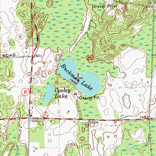 Topographic Map of Buckman Lake, WI