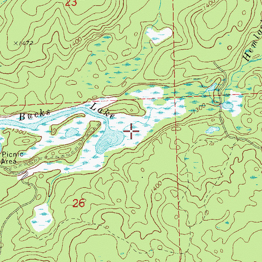Topographic Map of Bucks Lake, WI