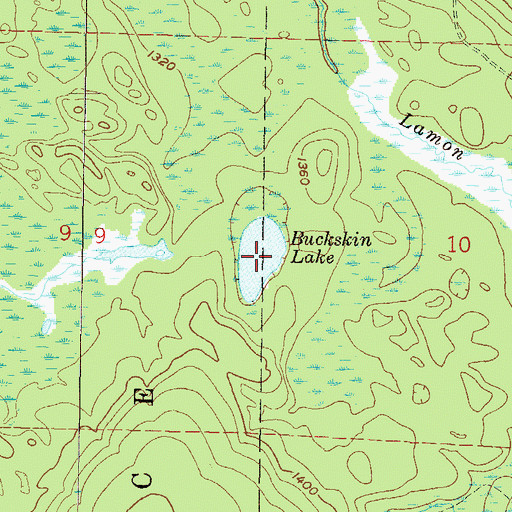 Topographic Map of Buckskin Lake, WI