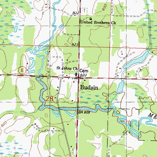Topographic Map of Budsin, WI