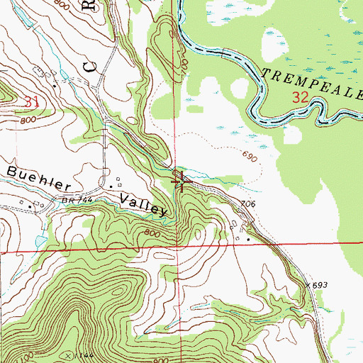 Topographic Map of Buehler Valley, WI