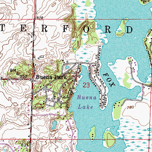 Topographic Map of Buena Park, WI