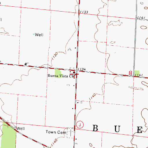 Topographic Map of Buena Vista Church, WI